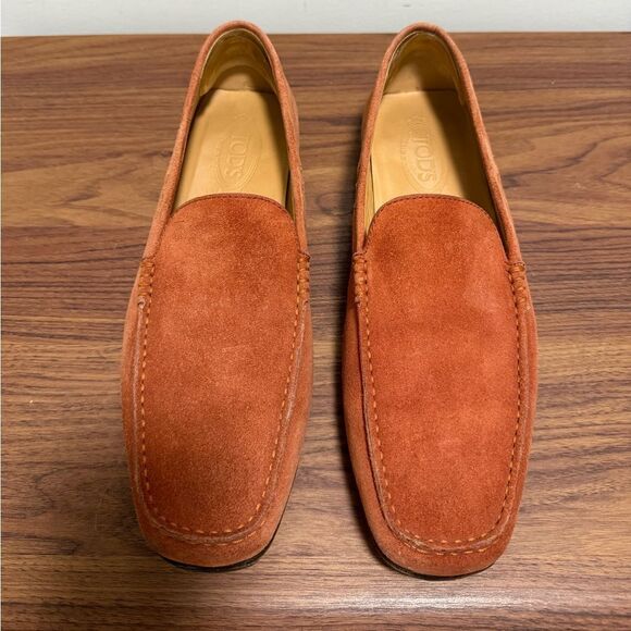 Tod\'s Burnt Orange Suede Slip-On Loafers